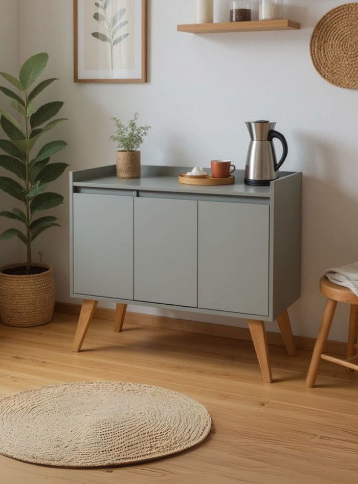 Aparador Buffet 90cm Retro Mdf Verde Madri - On Móveis