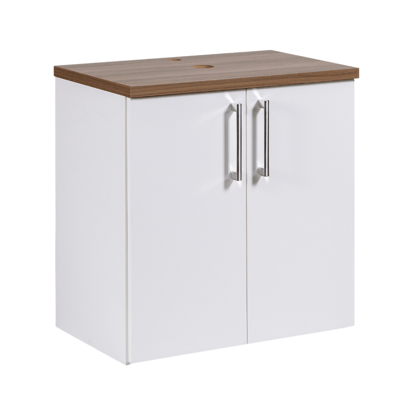 On Móveis Conjuntos de móveis para banheiro Gabinete para Banheiro 60cm Mdf Nogal com Branco Paris - On Móveis