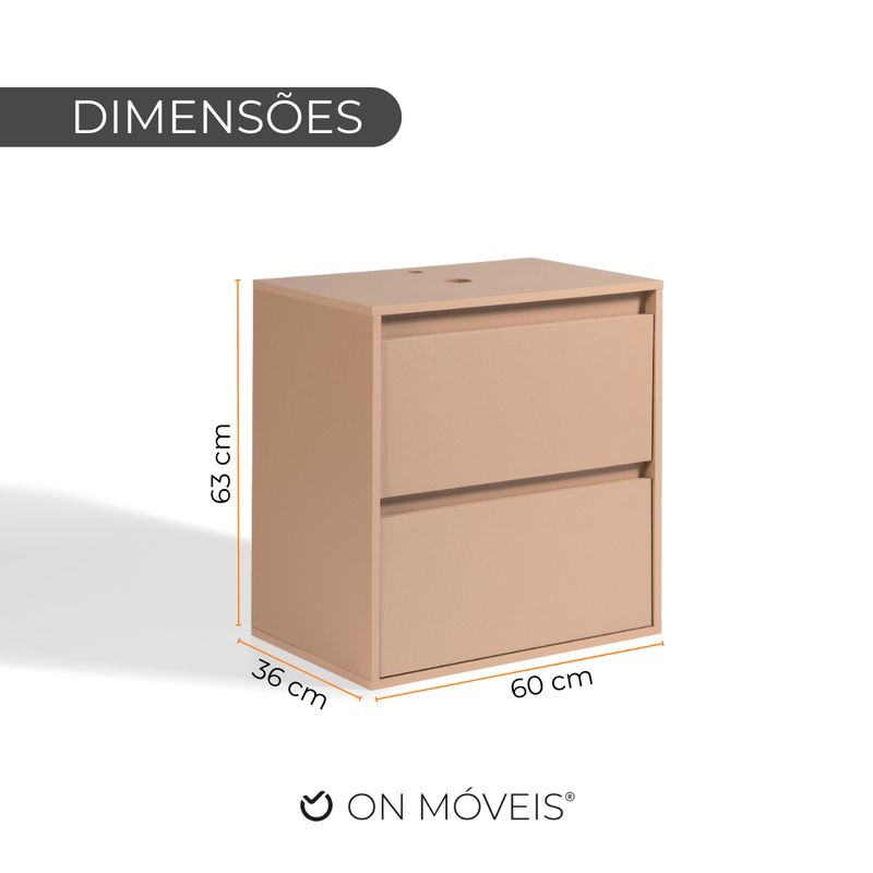 On Móveis Conjuntos de móveis para banheiro Gabinete para Banheiro 60cm Mdf Salmao Dubai - On Móveis