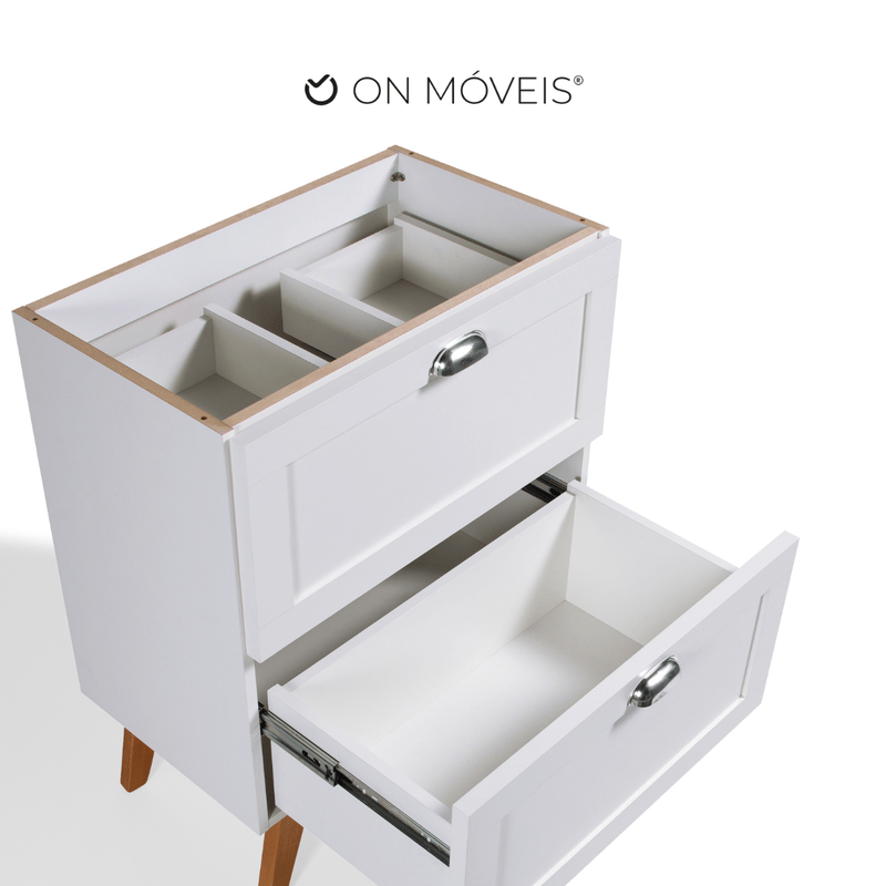 On Móveis Conjuntos de móveis para banheiro Gabinete para Banheiro 60cm Retro Mdf Branco Milano - On Móveis