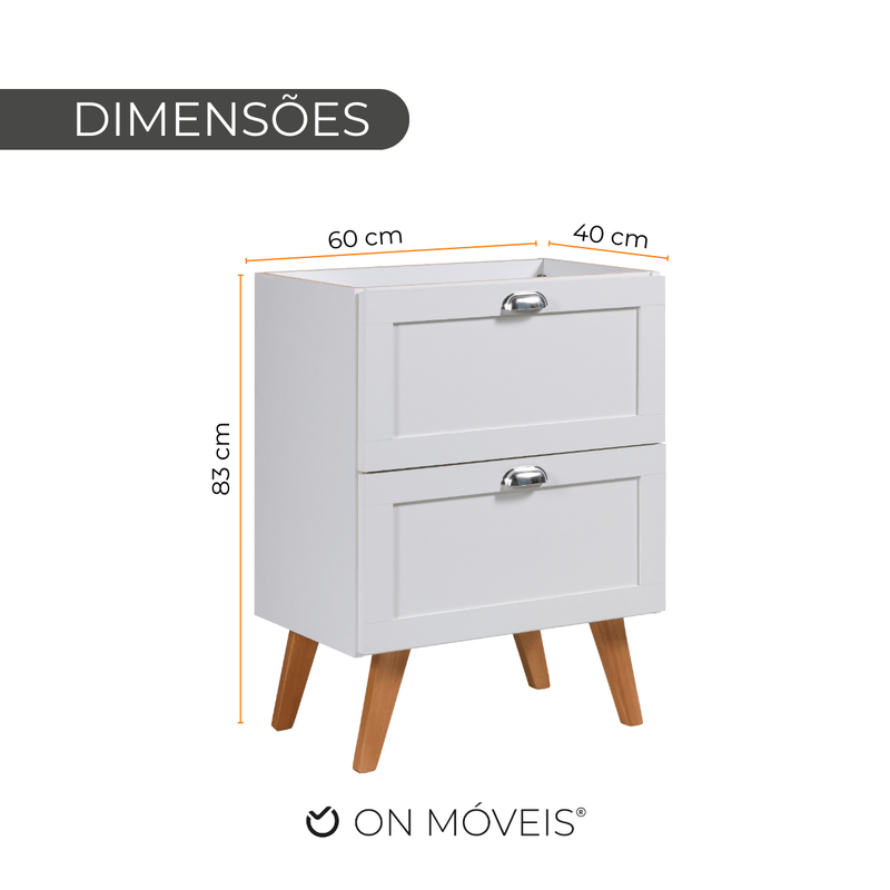 On Móveis Conjuntos de móveis para banheiro Gabinete para Banheiro 60cm Retro Mdf Branco Milano - On Móveis