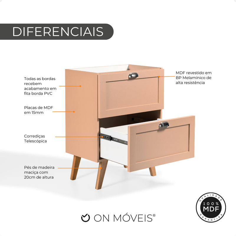 On Móveis Conjuntos de móveis para banheiro Gabinete para Banheiro 60cm Retro Mdf Salmao Milano - On Móveis