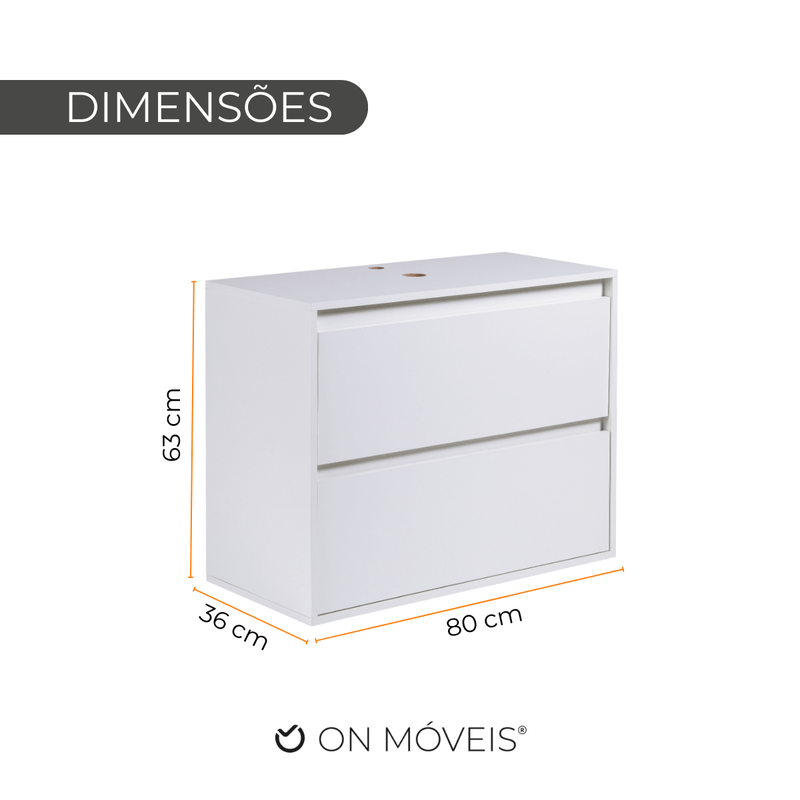 On Móveis Conjuntos de móveis para banheiro Gabinete para Banheiro 80cm Mdf Branco Dubai - On Móveis