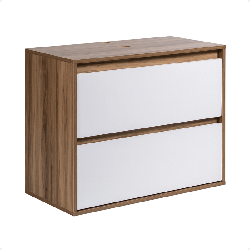 On Móveis Conjuntos de móveis para banheiro Gabinete para Banheiro 80cm Mdf Nogal com Branco Dubai - On Móveis