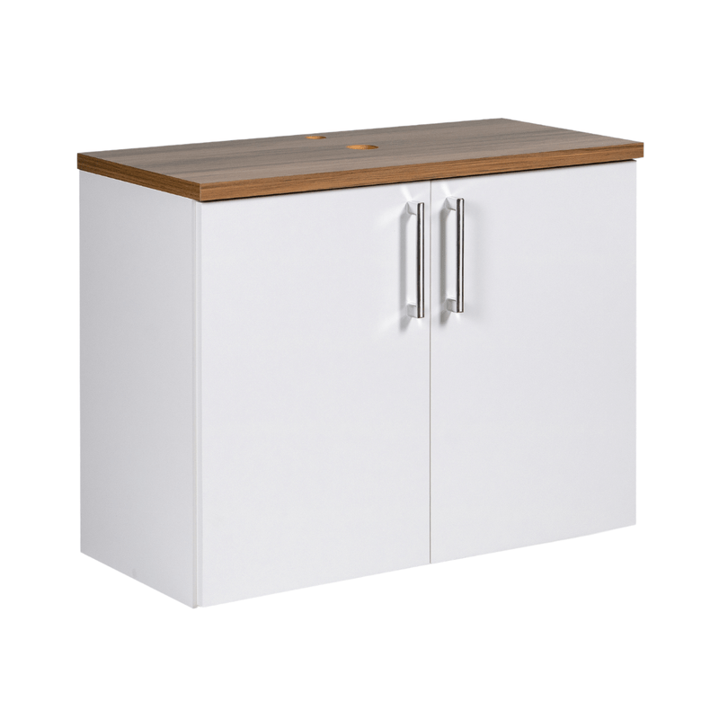 On Móveis Conjuntos de móveis para banheiro Gabinete para Banheiro 80cm Mdf Nogal com Branco Paris - On Móveis