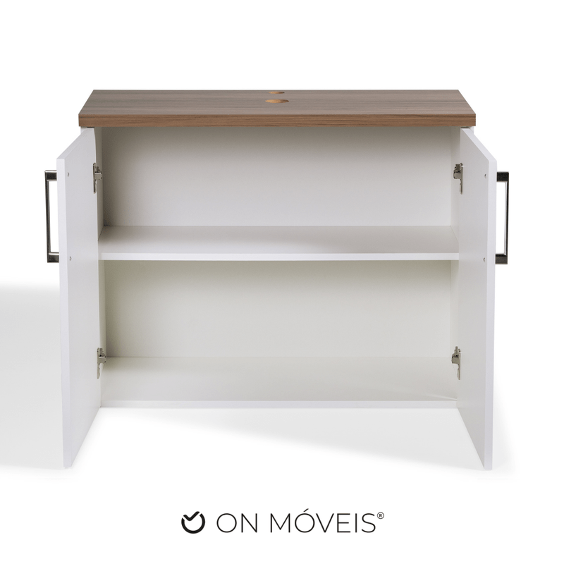 On Móveis Conjuntos de móveis para banheiro Gabinete para Banheiro 80cm Mdf Nogal com Branco Paris - On Móveis