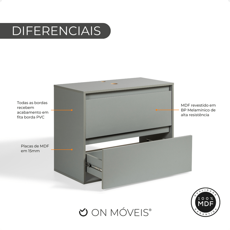 On Móveis Conjuntos de móveis para banheiro Gabinete para Banheiro 80cm Mdf Verde Dubai - On Móveis