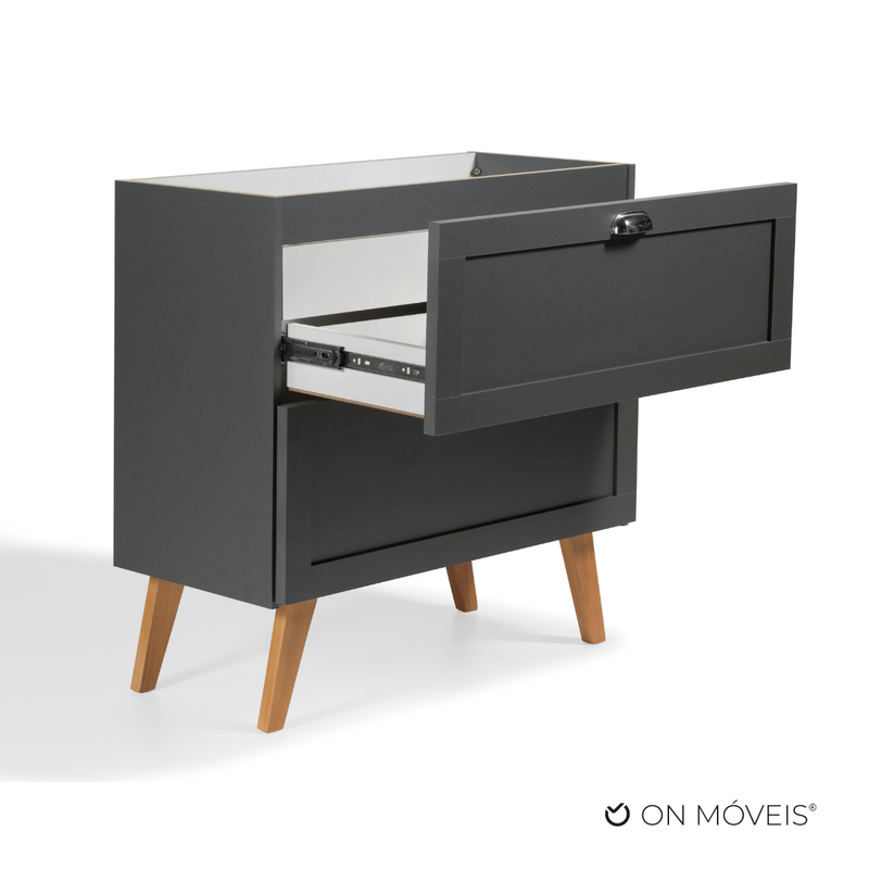 On Móveis Conjuntos de móveis para banheiro Gabinete para Banheiro 80cm Retro Mdf Grafite Milano - On Móveis