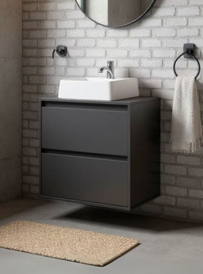 Gabinete para Banheiro com Cuba 60cm Mdf Grafite Dubai - On Móveis