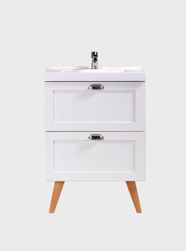 On Móveis Conjuntos de móveis para banheiro Gabinete para Banheiro com Cuba 60cm Retro Mdf Branco Milano - On Móveis