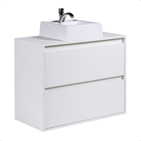 On Móveis Conjuntos de móveis para banheiro Gabinete para Banheiro com Cuba 80cm Mdf Branco Dubai - On Móveis