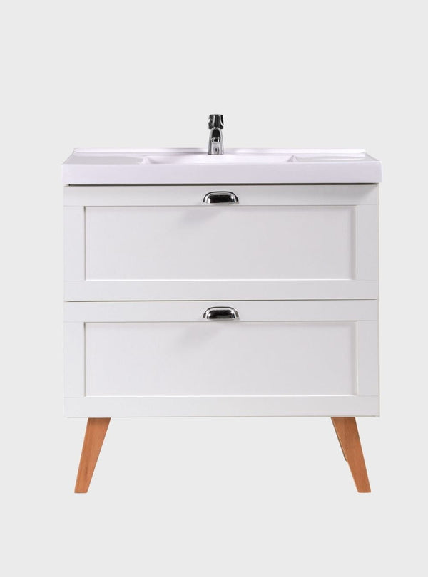 On Móveis Conjuntos de móveis para banheiro Gabinete para Banheiro com Cuba 80cm Retro Mdf Branco Milano - On Móveis