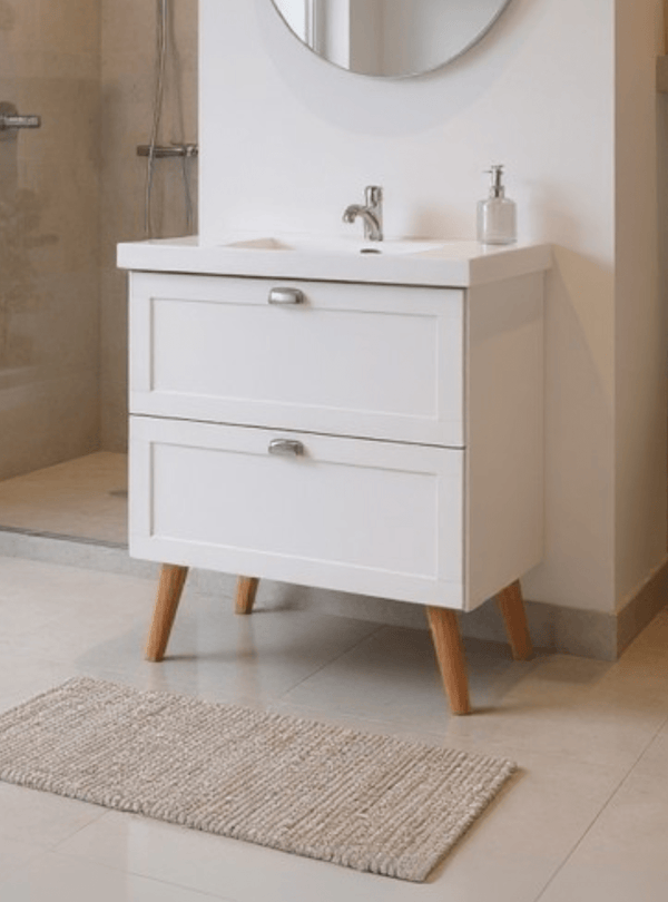 Gabinete para Banheiro com Cuba 80cm Retro Mdf Branco Milano - On Móveis