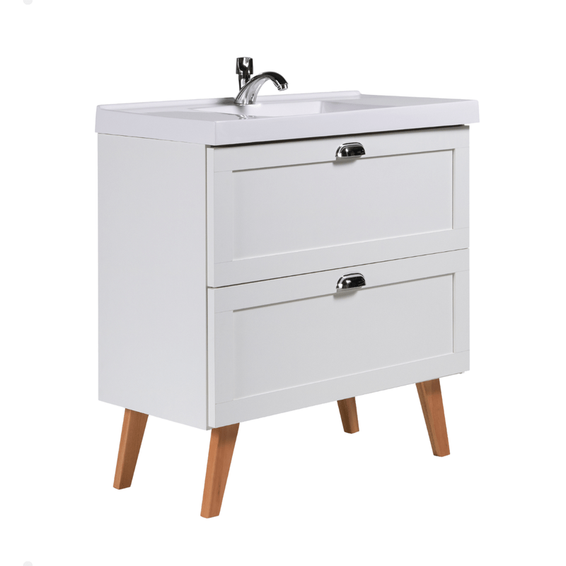 On Móveis Conjuntos de móveis para banheiro Gabinete para Banheiro com Cuba 80cm Retro Mdf Branco Milano - On Móveis