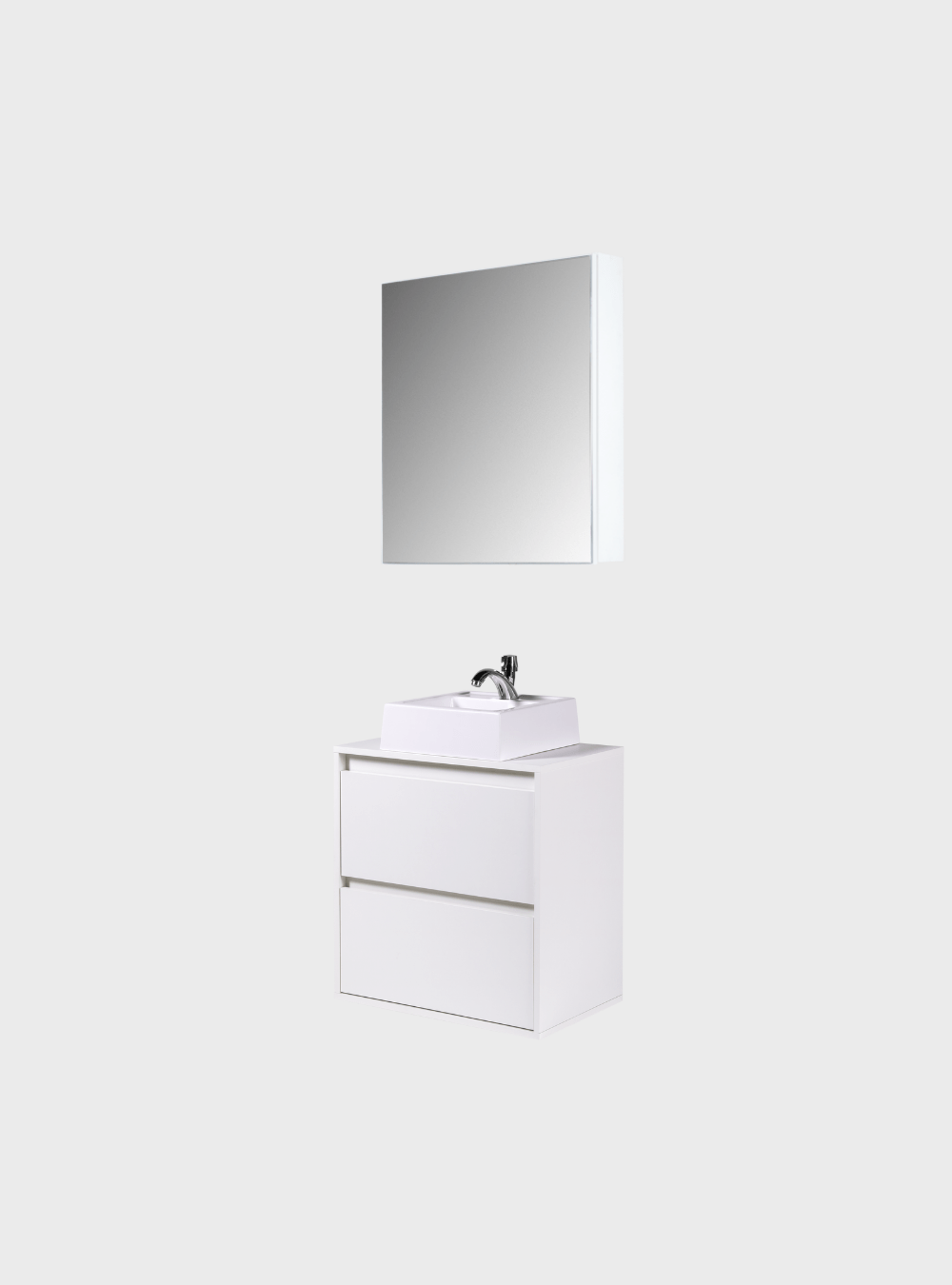 On Móveis Conjuntos de móveis para banheiro Gabinete para Banheiro com Cuba e Armario 60cm Mdf Branco Dubai - On Móveis