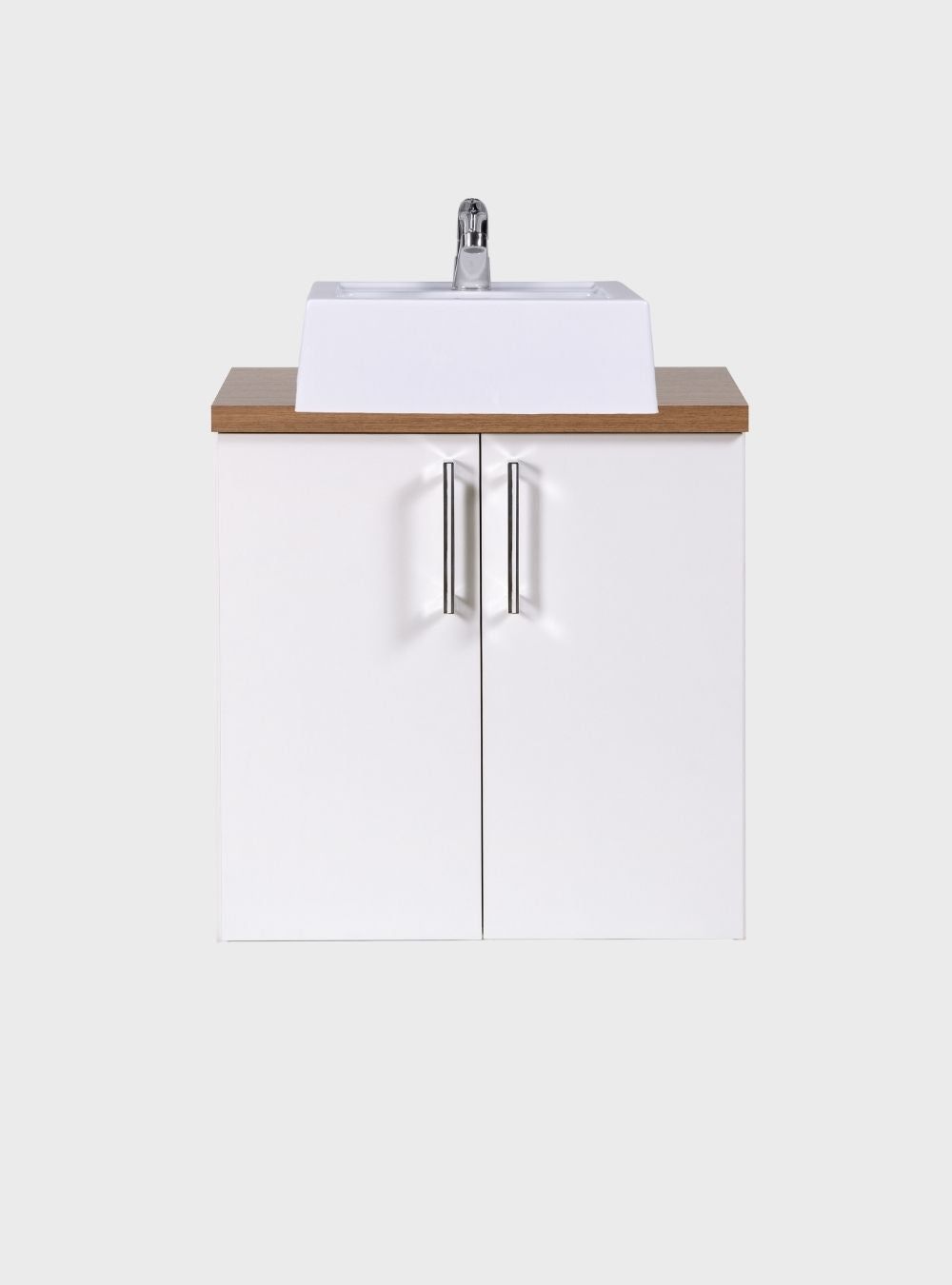 On Móveis Conjuntos de móveis para banheiro Gabinete para Banheiro com Cuba e Armario 60cm Mdf Freijo com Branco Paris - On Móveis
