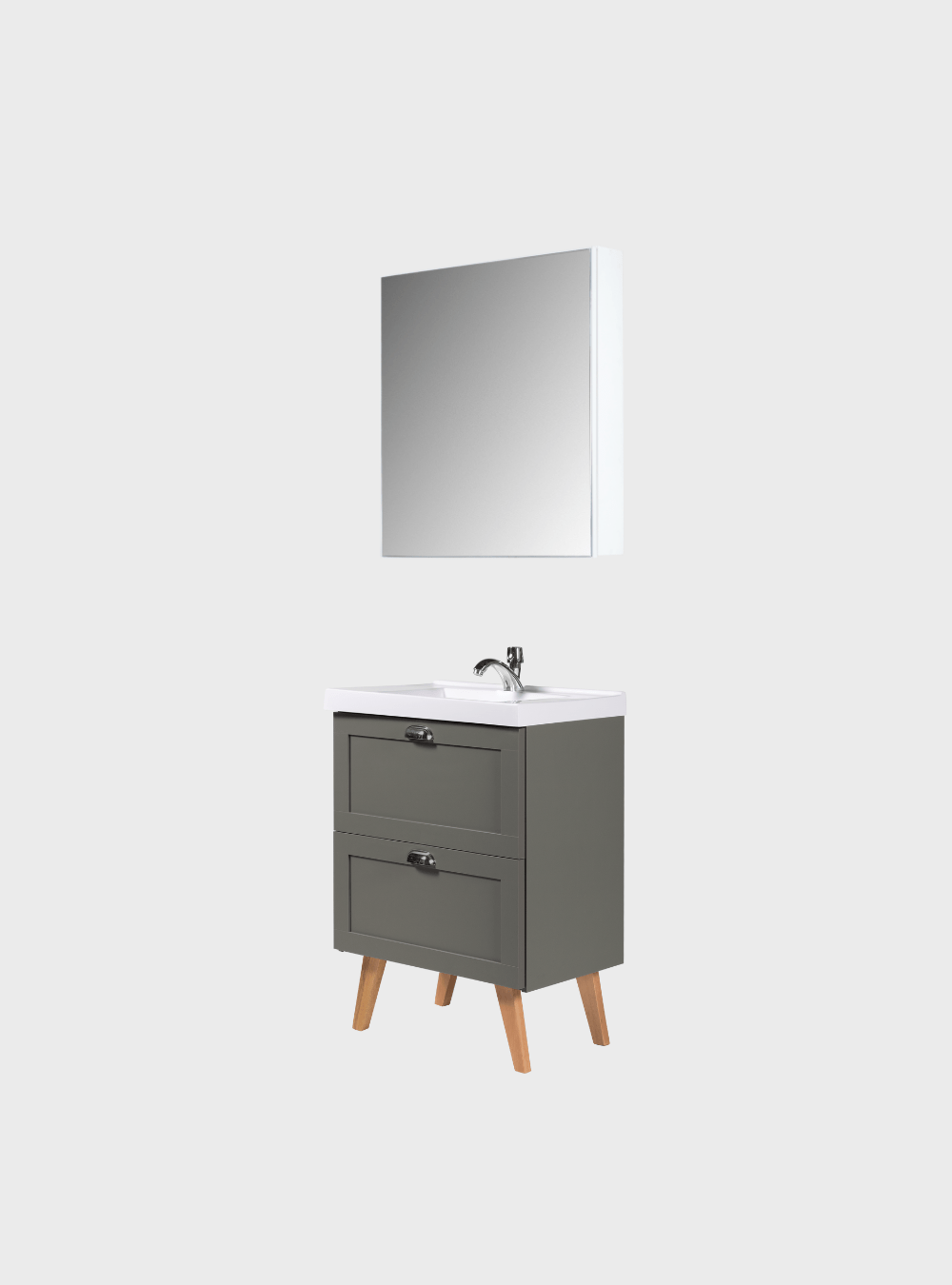 On Móveis Conjuntos de móveis para banheiro Gabinete para Banheiro com Cuba e Armario 60cm Retro Mdf Verde Milano - On Móveis