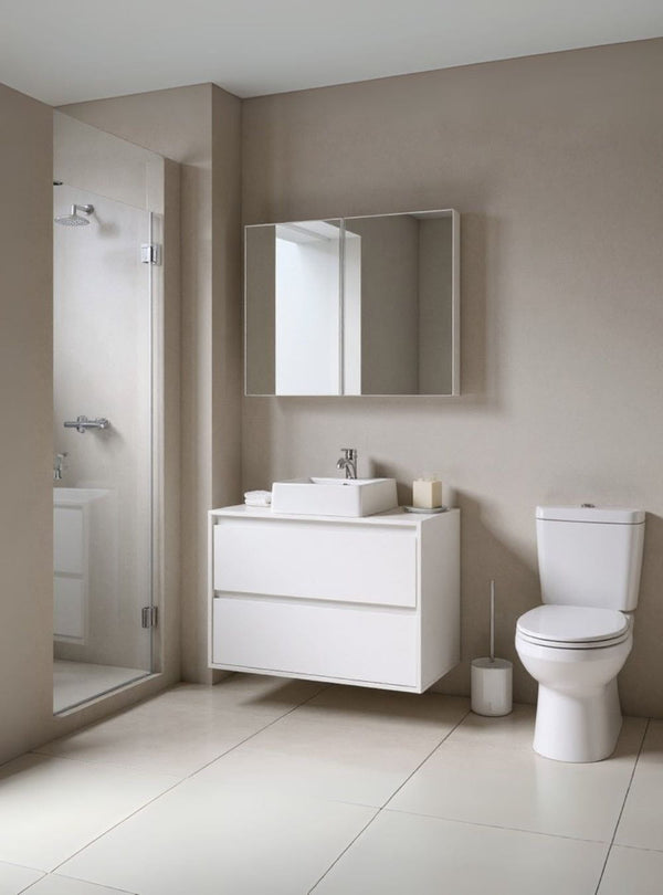 On Móveis Conjuntos de móveis para banheiro Gabinete para Banheiro com Cuba e Armario 80cm Mdf Branco Dubai - On Móveis