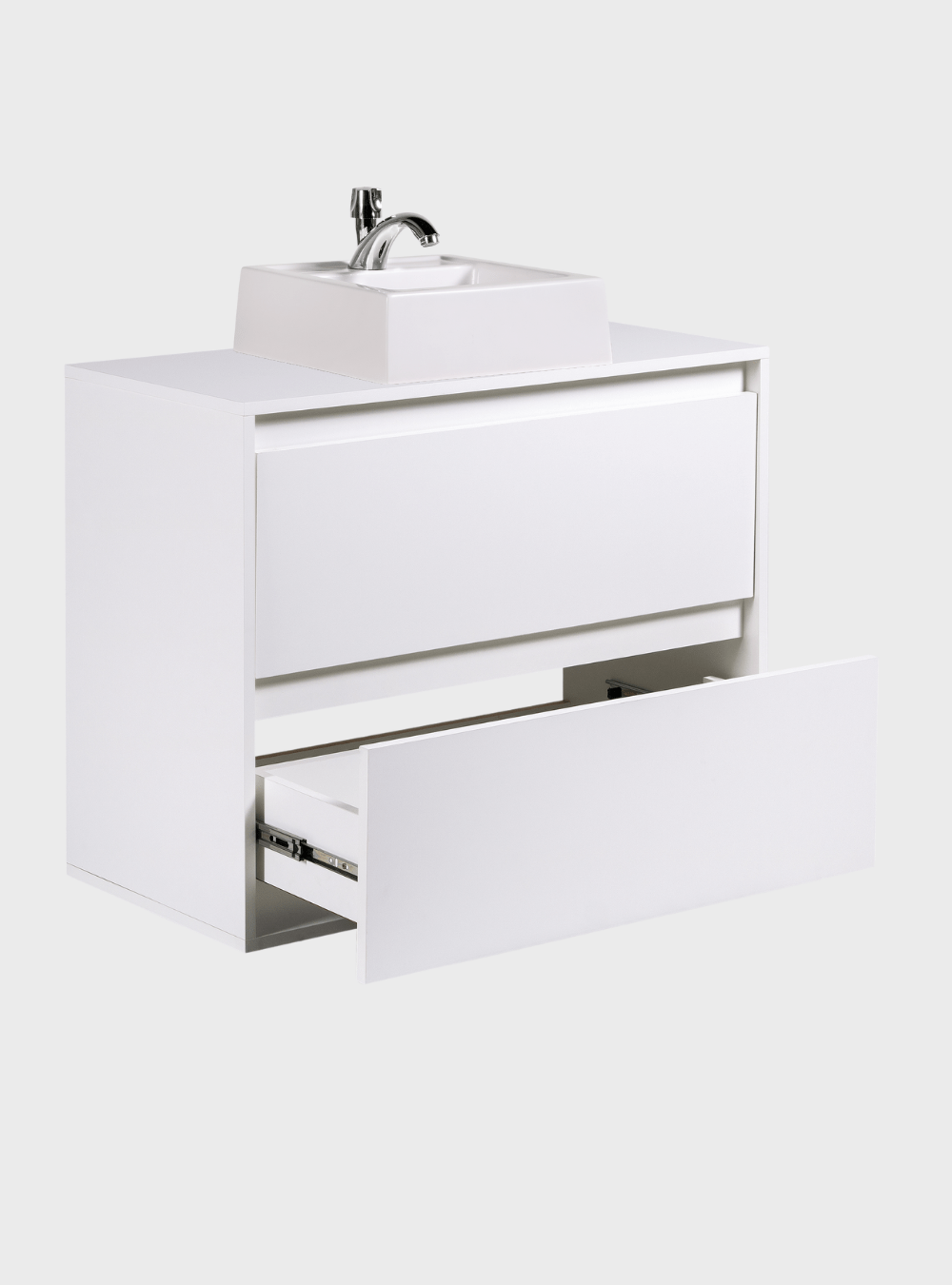 On Móveis Conjuntos de móveis para banheiro Gabinete para Banheiro com Cuba e Armario 80cm Mdf Branco Dubai - On Móveis