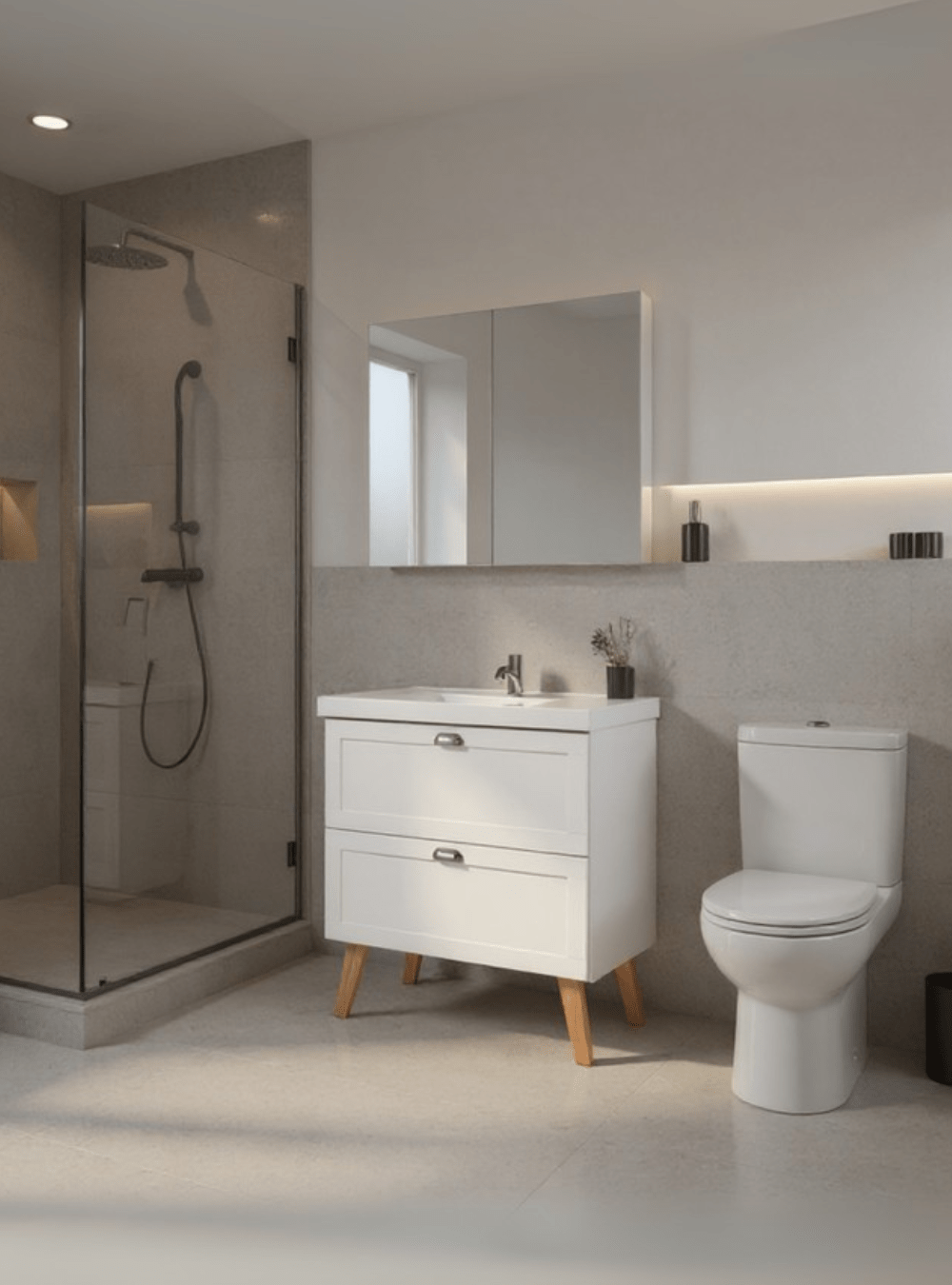 On Móveis Conjuntos de móveis para banheiro Gabinete para Banheiro com Cuba e Armario 80cm Mdf Branco Milano - On Móveis
