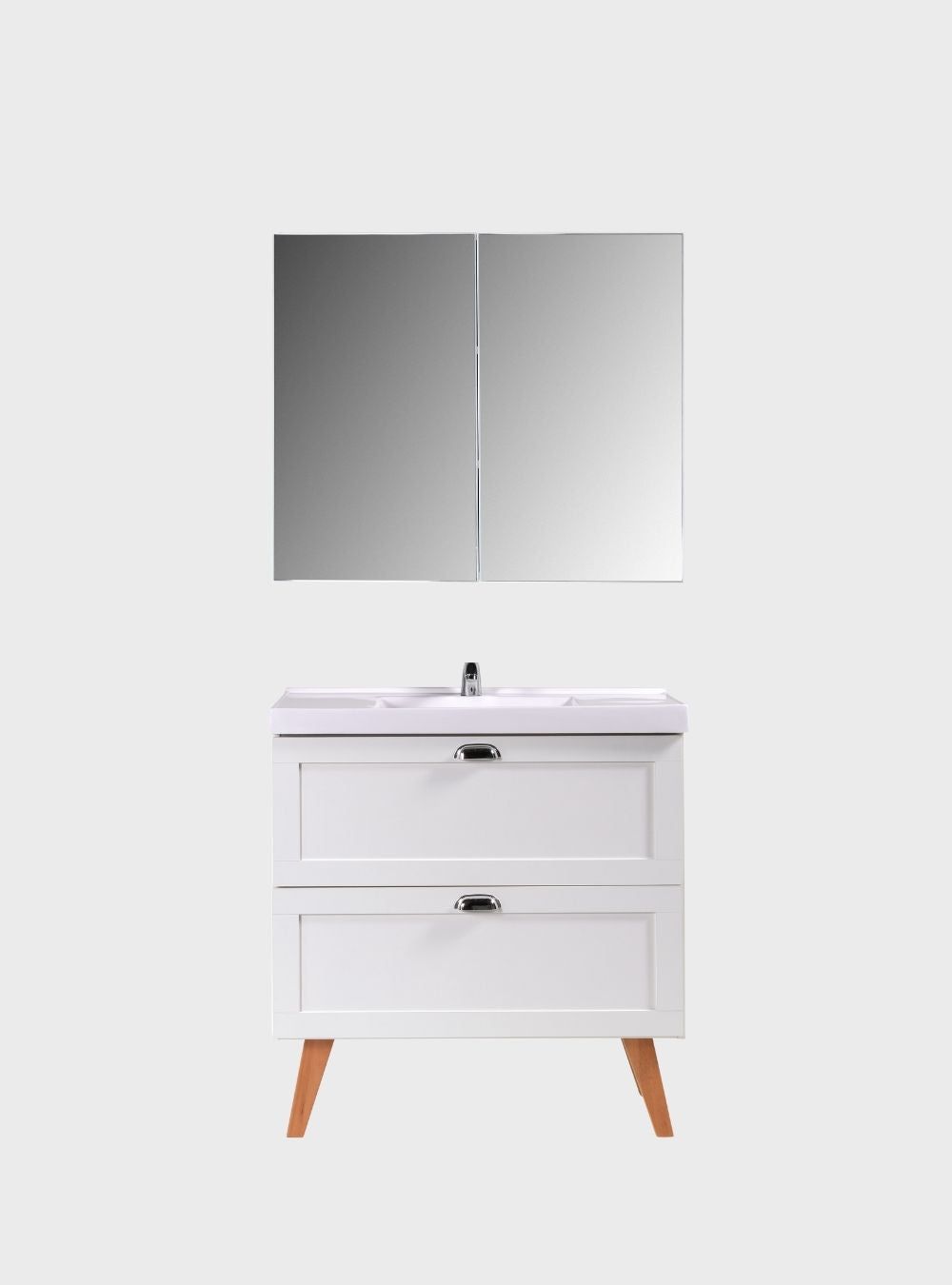 On Móveis Conjuntos de móveis para banheiro Gabinete para Banheiro com Cuba e Armario 80cm Retro Mdf Branco Milano - On Móveis