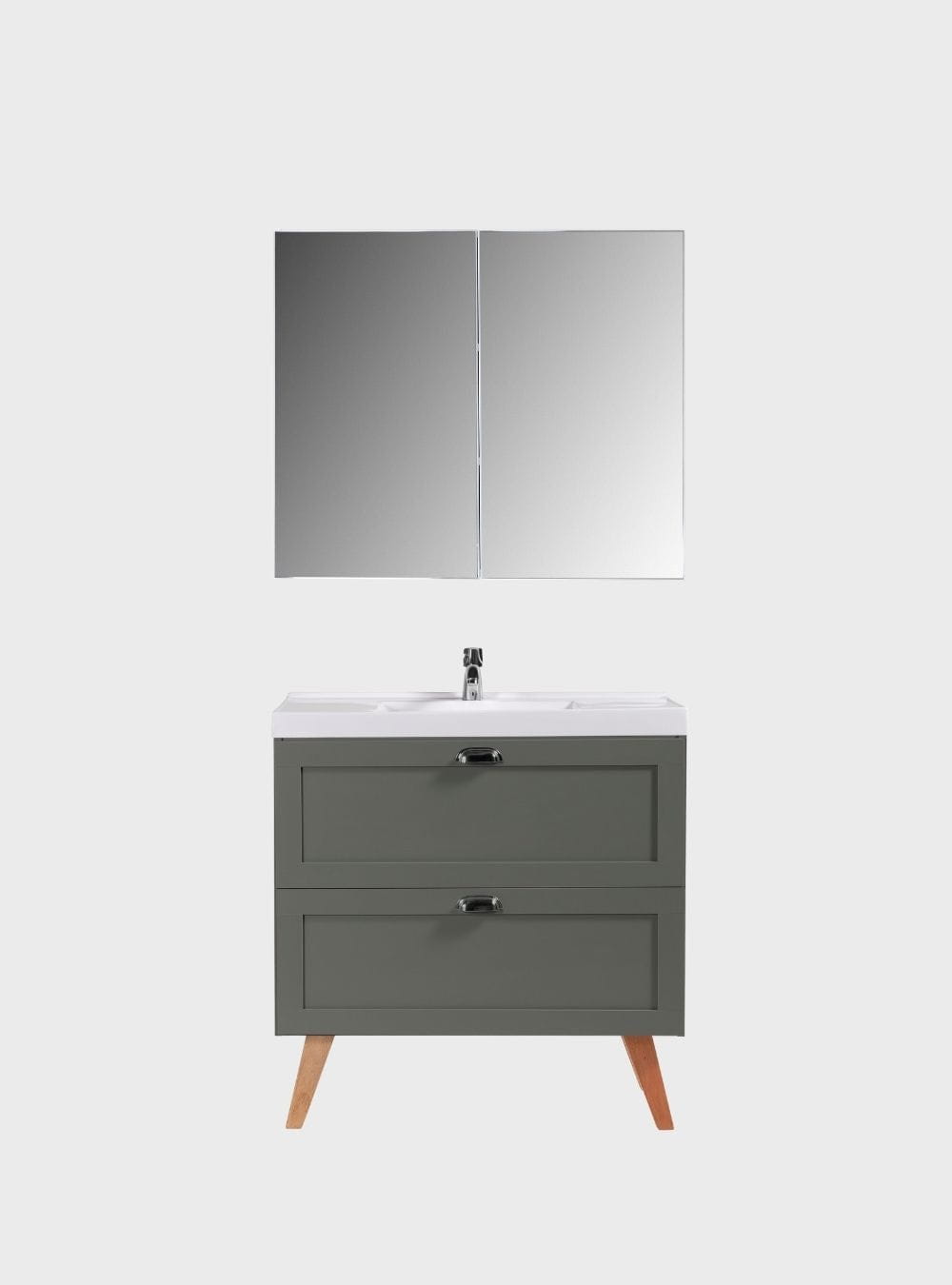 On Móveis Conjuntos de móveis para banheiro Gabinete para Banheiro com Cuba e Armario 80cm Retro Mdf Verde Milano - On Móveis
