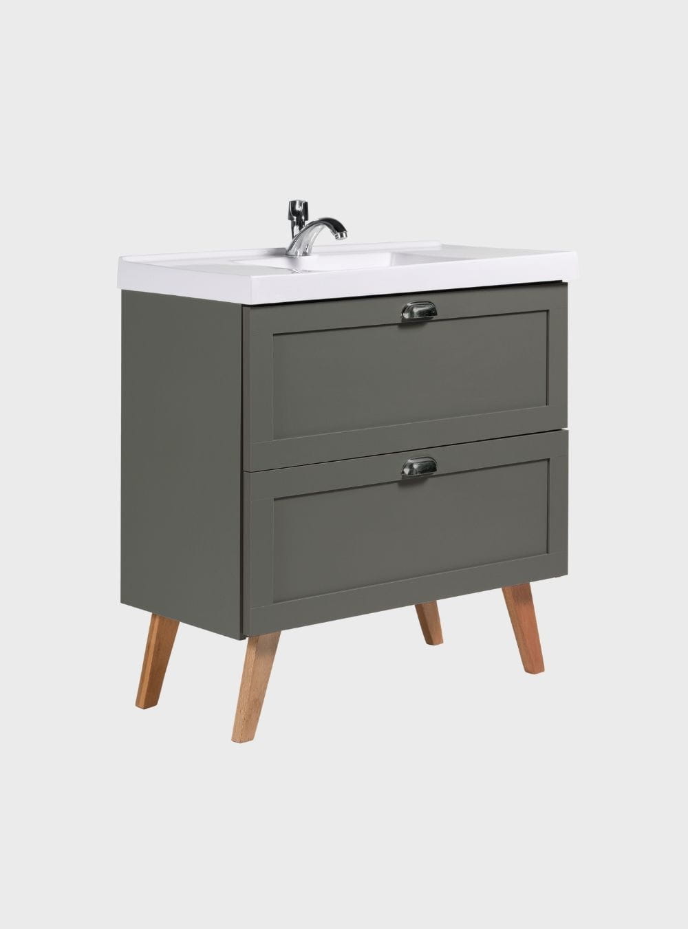 On Móveis Conjuntos de móveis para banheiro Gabinete para Banheiro com Cuba e Armario 80cm Retro Mdf Verde Milano - On Móveis