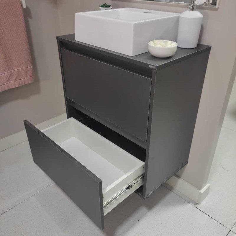 On Móveis Conjuntos de móveis para banheiro 60 Gabinete para Banheiro com Cuba e Espelheira 60cm Mdf Grafite Dubai - On Móveis