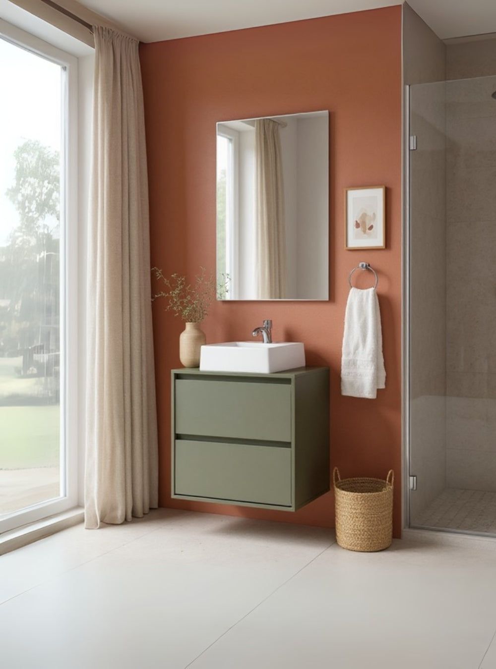 On Móveis Conjuntos de móveis para banheiro Gabinete para Banheiro com Cuba e Espelheira 60cm Mdf Verde Dubai - On Móveis