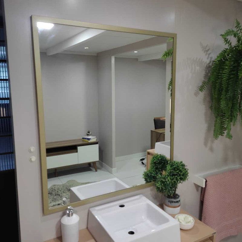On Móveis Conjuntos de móveis para banheiro 80 Gabinete para Banheiro com Cuba e Espelheira 80cm Mdf Salmão e Alumínio Dourado Dubai - On Móveis