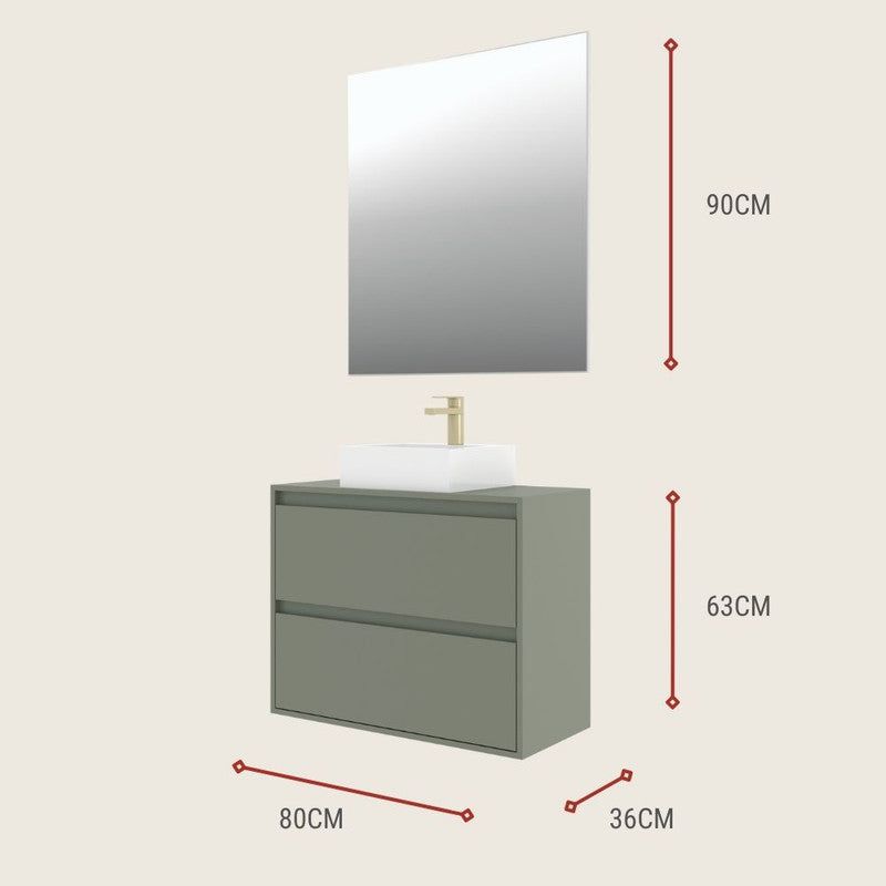 On Móveis Conjuntos de móveis para banheiro 80 Gabinete para Banheiro com Cuba e Espelheira 80cm Mdf Verde Dubai - On Móveis