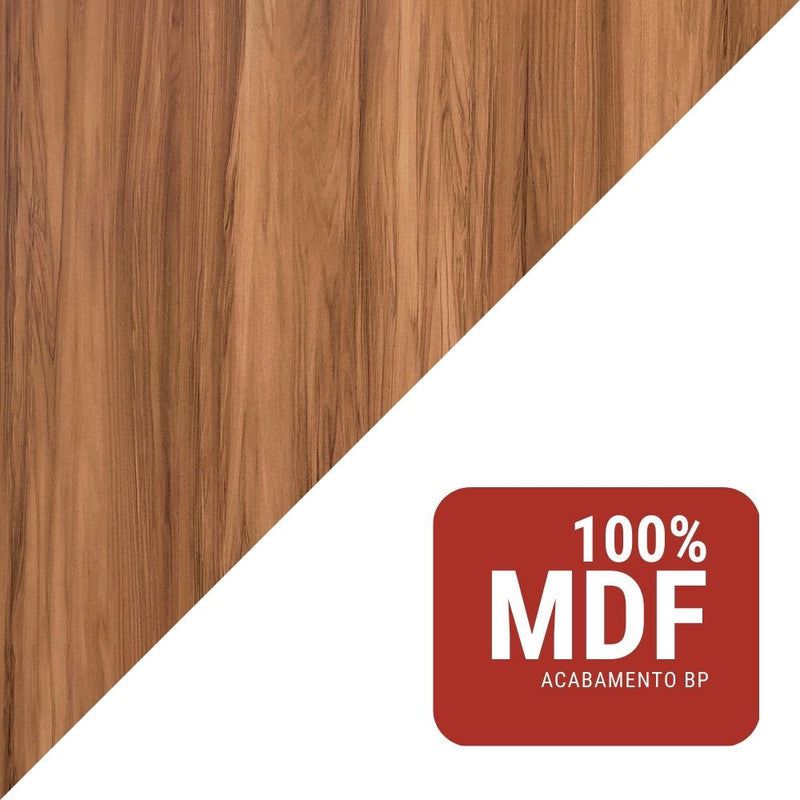 On Móveis Conjuntos de móveis para banheiro Gabinete para Banheiro com Cuba e Espelheira com Led 60cm Mdf Nogal com Branco Dubai - On Móveis