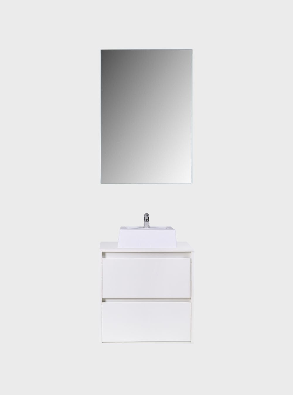 On Móveis Conjuntos de móveis para banheiro Gabinete para Banheiro com Cuba e Espelho 60cm Mdf Branco Dubai - On Móveis
