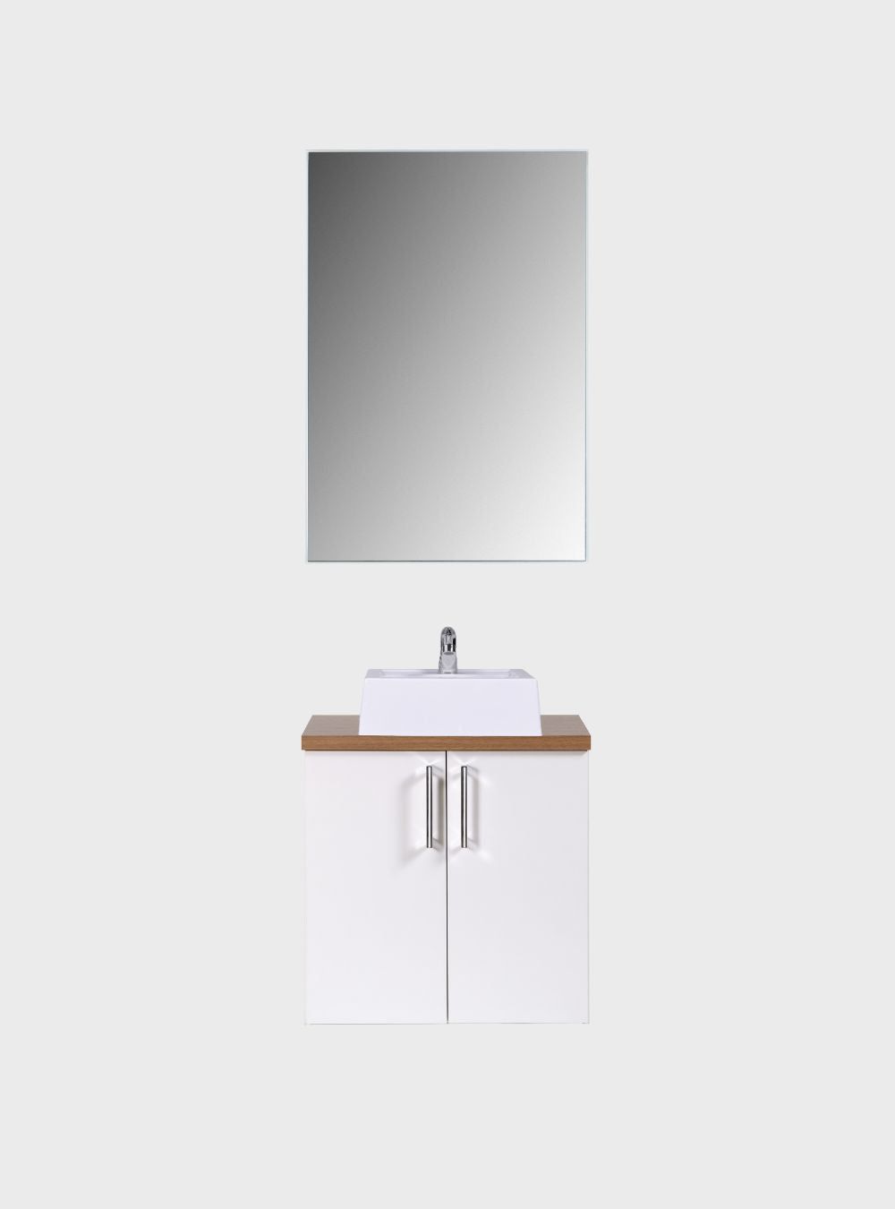 On Móveis Conjuntos de móveis para banheiro Gabinete para Banheiro com Cuba e Espelho 60cm Mdf Freijo com Branco Paris - On Móveis