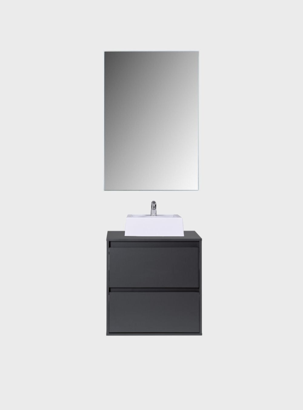 On Móveis Conjuntos de móveis para banheiro Gabinete para Banheiro com Cuba e Espelho 60cm Mdf Grafite Dubai - On Móveis