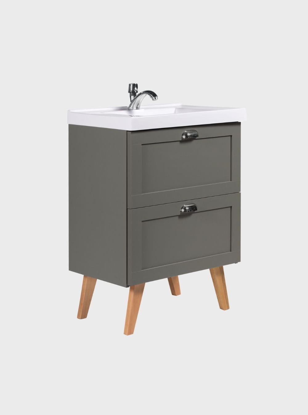 On Móveis Conjuntos de móveis para banheiro Gabinete para Banheiro com Cuba e Espelho 60cm Retro Mdf Verde Milano - On Móveis