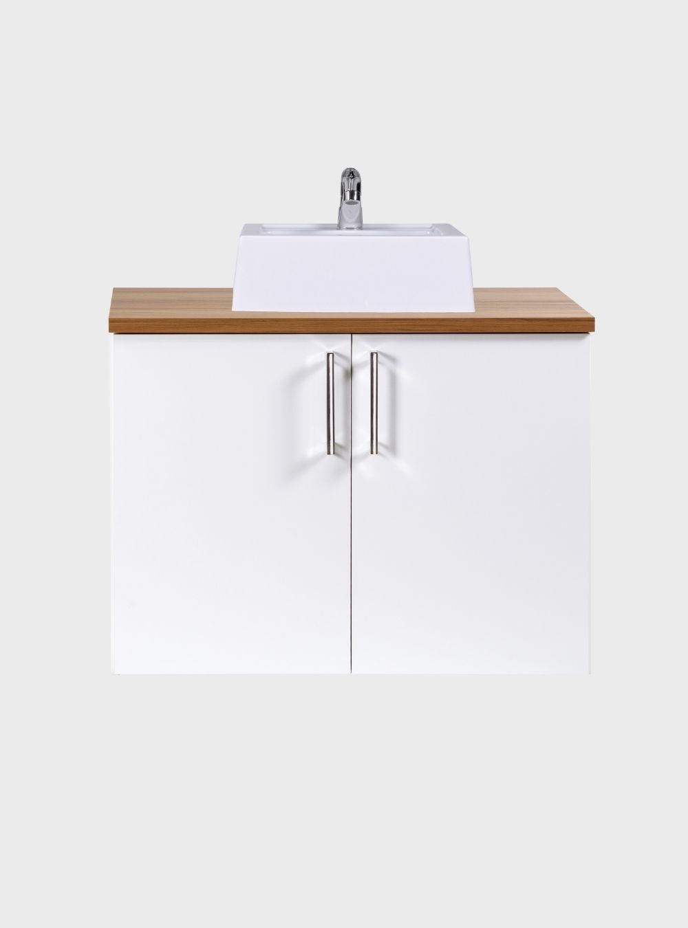 On Móveis Conjuntos de móveis para banheiro Gabinete para Banheiro com Cuba e Espelho 80cm Mdf Freijo com Branco Paris - On Móveis