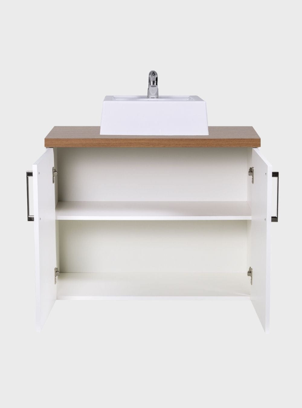 On Móveis Conjuntos de móveis para banheiro Gabinete para Banheiro com Cuba e Espelho 80cm Mdf Freijo com Branco Paris - On Móveis