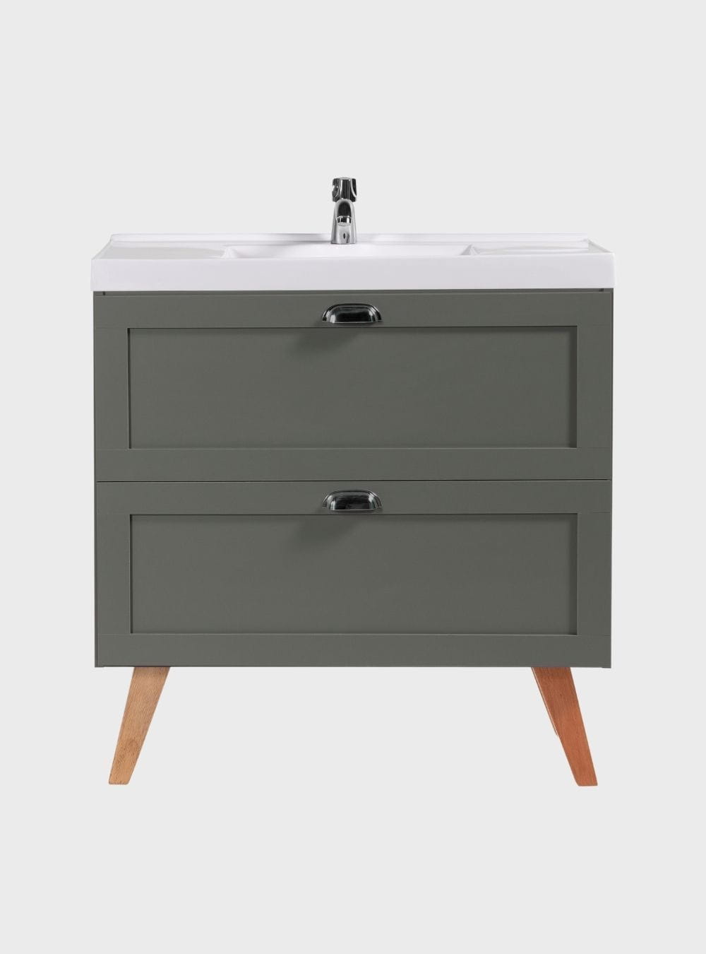 On Móveis Conjuntos de móveis para banheiro Gabinete para Banheiro com Cuba e Espelho 80cm Retro Mdf Verde Milano - On Móveis