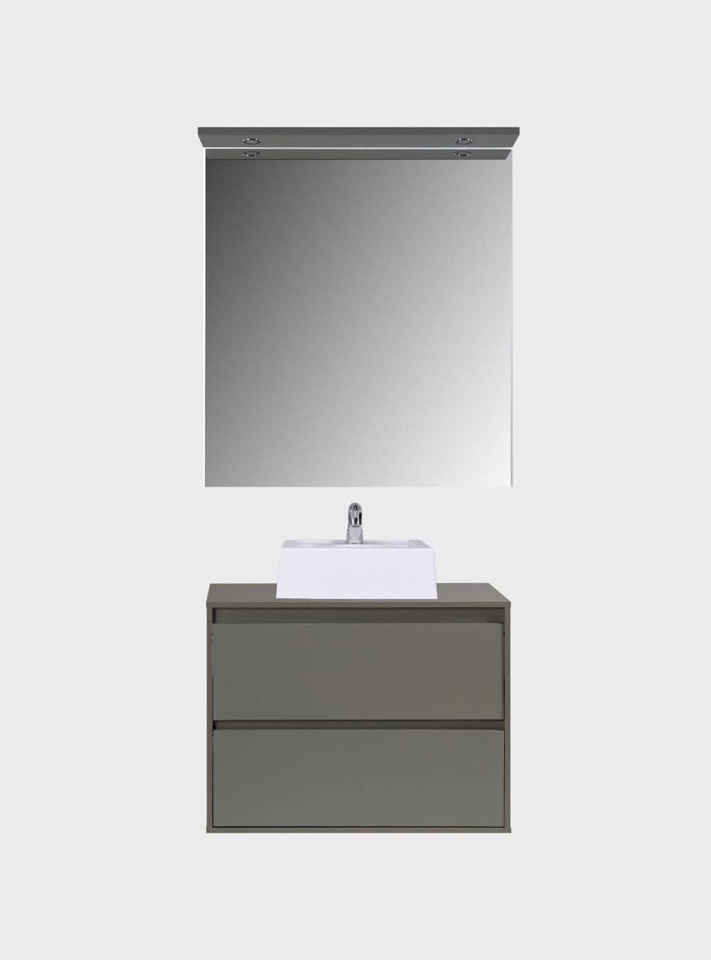 On Móveis Conjuntos de móveis para banheiro Gabinete para Banheiro com Cuba e Espelho com Led 80cm Mdf Verde Dubai - On Móveis