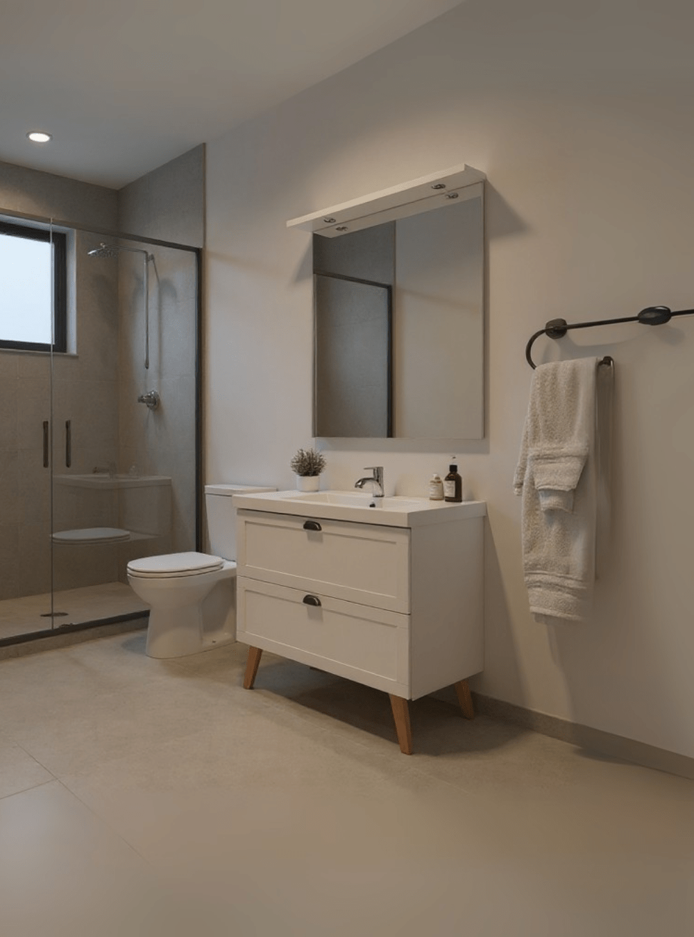 On Móveis Conjuntos de móveis para banheiro Gabinete para Banheiro com Cuba e Espelho com Led 80cm Retro Mdf Branco Milano - On Móveis