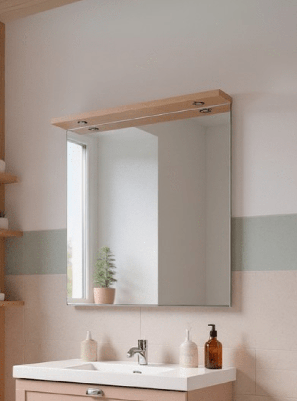 On Móveis Conjuntos de móveis para banheiro Gabinete para Banheiro com Cuba e Espelho com Led 80cm Retro Mdf Rosa Milano - On Móveis