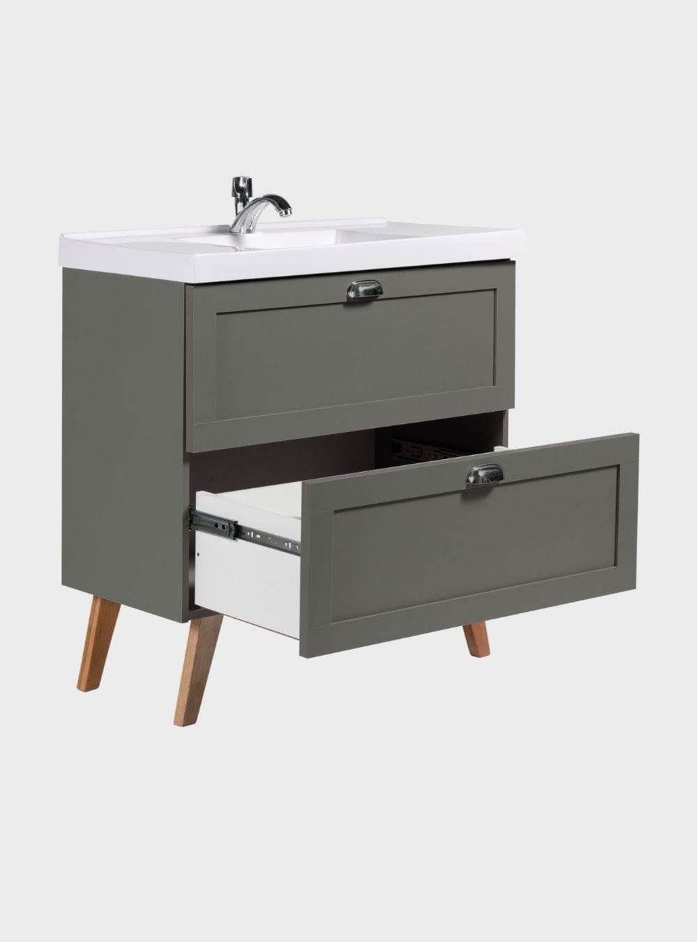 On Móveis Conjuntos de móveis para banheiro Gabinete para Banheiro com Cuba e Espelho com Led 80cm Retro Mdf Verde Milano - On Móveis