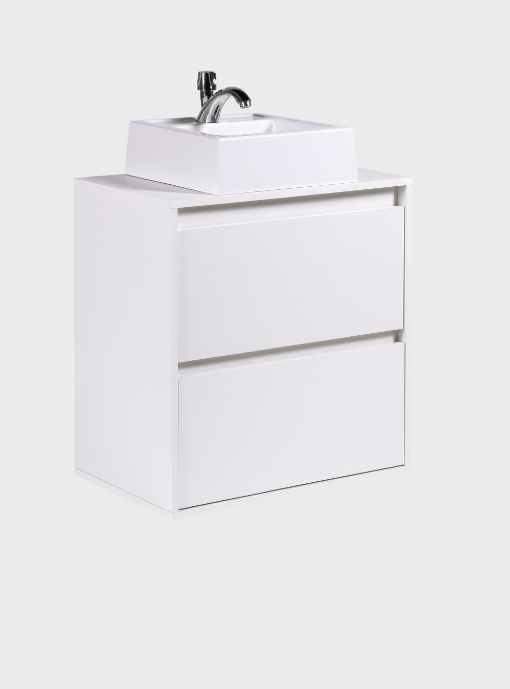 On Móveis Conjuntos de móveis para banheiro Gabinete para Banheiro com Cuba e Espelho Orgânico 60cm Mdf Branco Dubai - On Móveis
