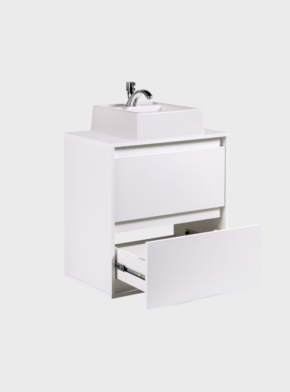 On Móveis Conjuntos de móveis para banheiro Gabinete para Banheiro com Cuba e Espelho Orgânico 60cm Mdf Branco Dubai - On Móveis