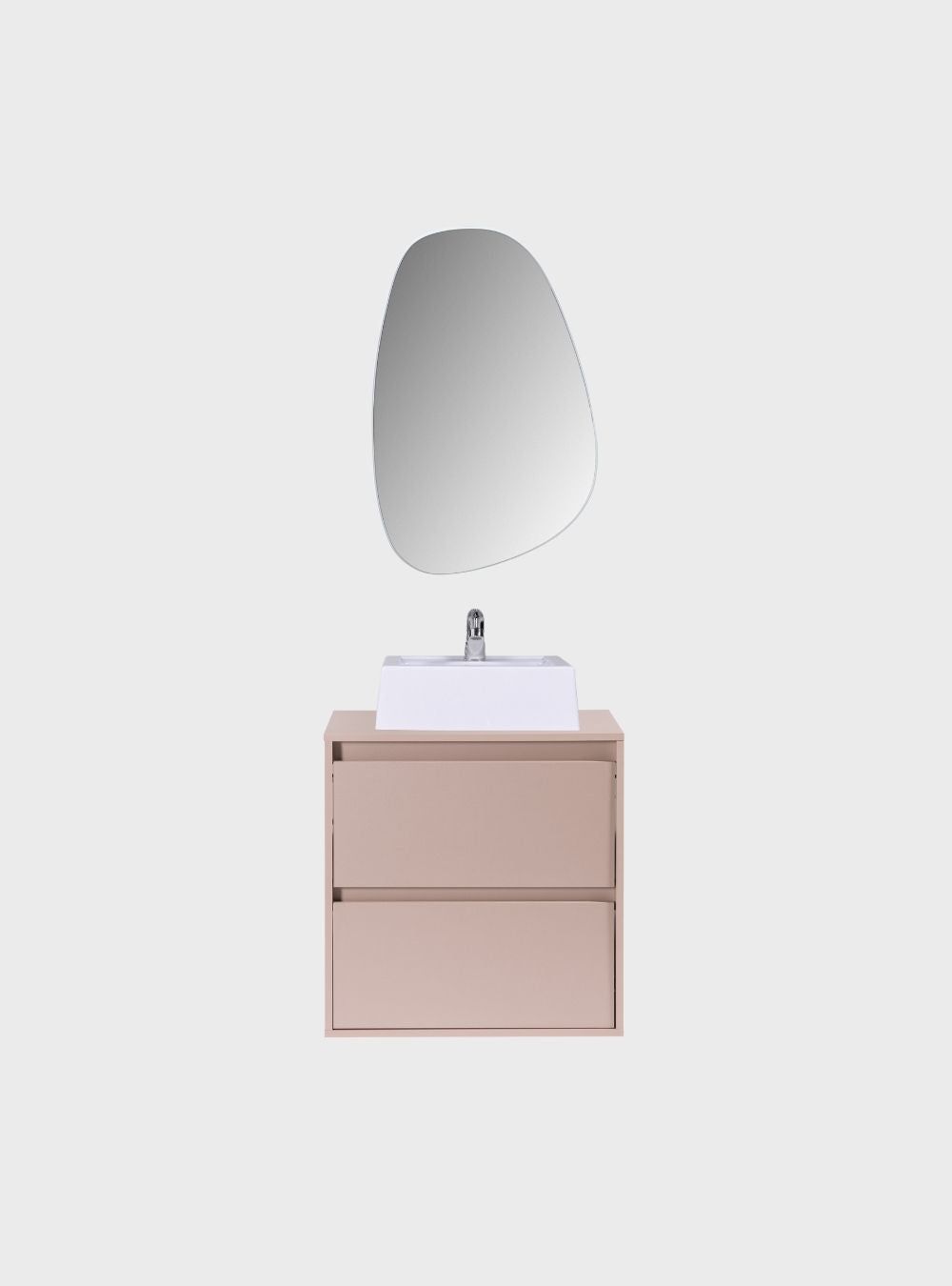 On Móveis Conjuntos de móveis para banheiro Gabinete para Banheiro com Cuba e Espelho Orgânico 60cm Mdf Rosa Dubai - On Móveis