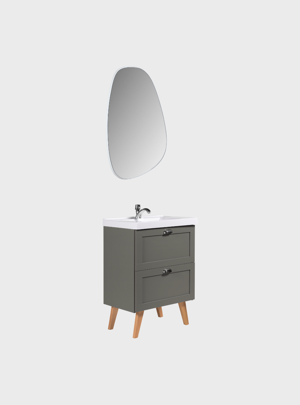 On Móveis Conjuntos de móveis para banheiro Gabinete para Banheiro com Cuba e Espelho Organico 60cm Retro Mdf Verde Milano - On Móveis