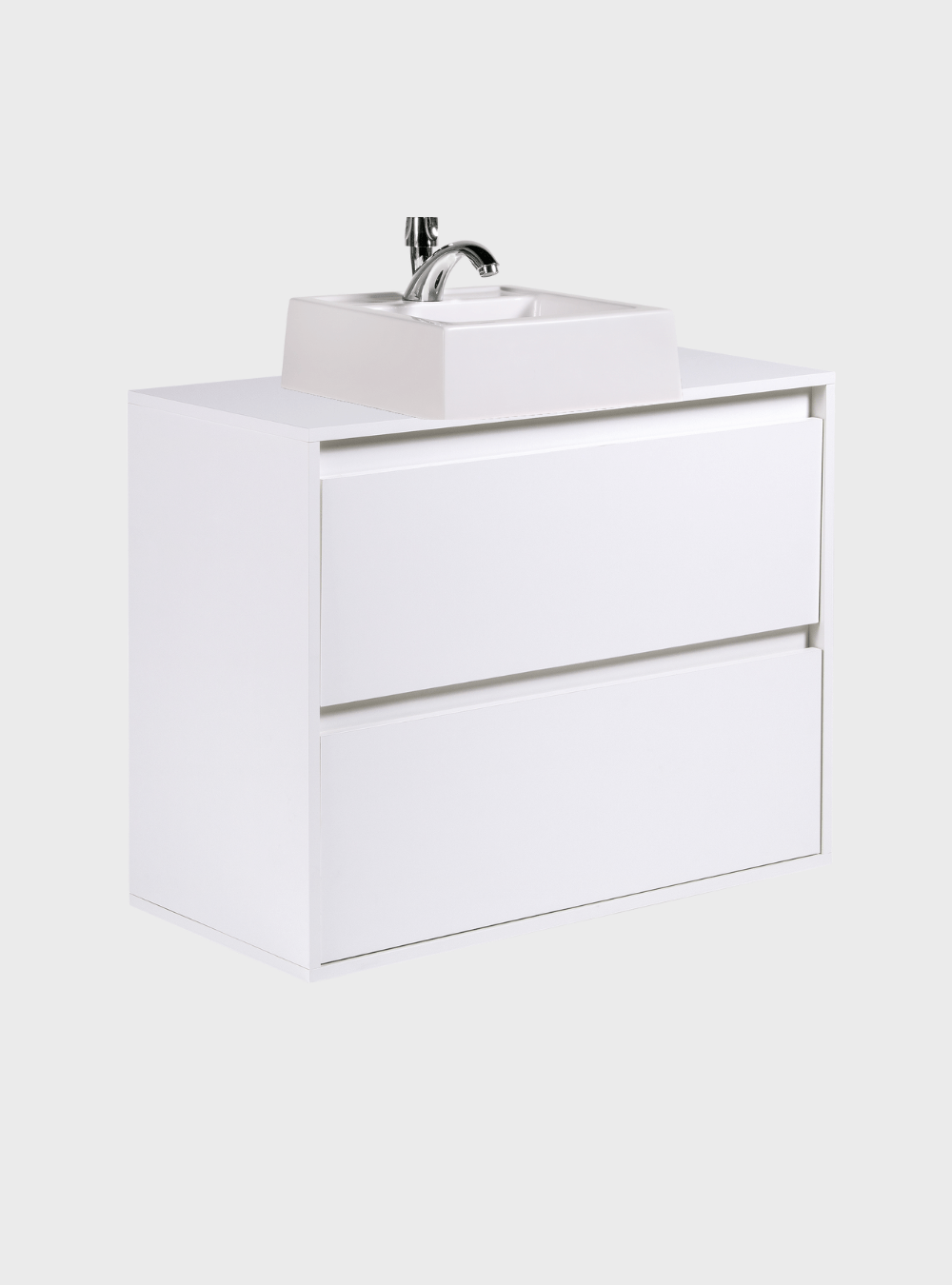 On Móveis Conjuntos de móveis para banheiro Gabinete para Banheiro com Cuba e Espelho Orgânico 80cm Mdf Branco Dubai - On Móveis