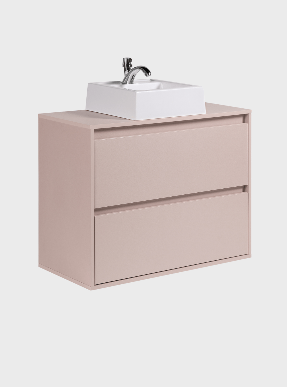 On Móveis Conjuntos de móveis para banheiro Gabinete para Banheiro com Cuba e Espelho Orgânico 80cm Mdf Rosa Dubai - On Móveis