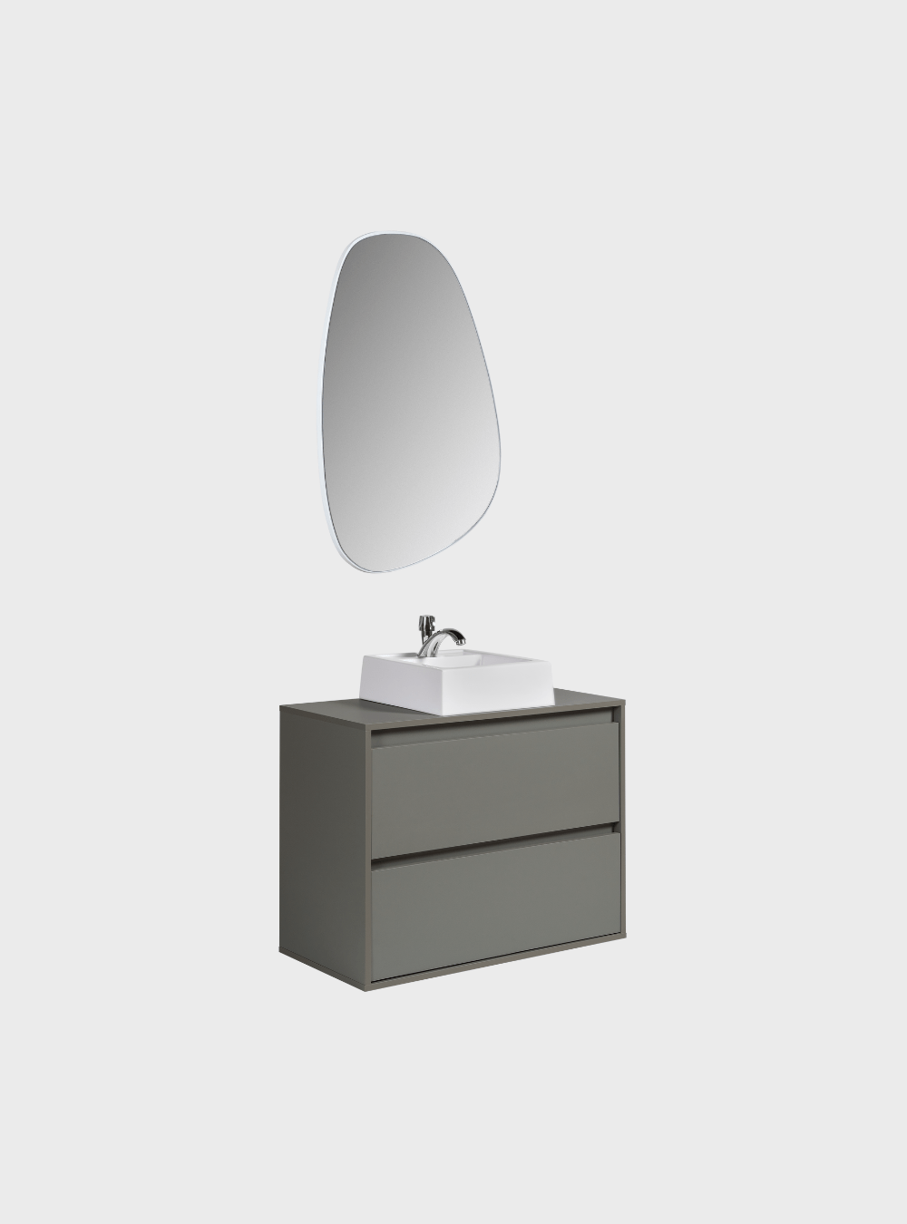 On Móveis Conjuntos de móveis para banheiro Gabinete para Banheiro com Cuba e Espelho Orgânico 80cm Mdf Verde Dubai - On Móveis
